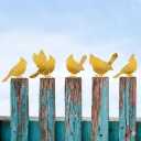 Leinuosen 5 Pcs Cardinal Birds Silhouettes Decoration, Garden Spring Decor Outdoor, Metal Bird Craft Statue Set, Yard Art Ornaments for Garden Patio, Cardinal Silhouette, Housewarming Gift