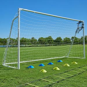 Soccer Goals for Backyard Soccer Goal 12x6 Big 10x6.5 8x6 6x4FT Soccer Goals for Youth Adults and Kids Large Metal 2" Goal Post with Agility Ladder and Target Net Soccer Cones Practice Equipment