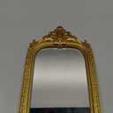 YUSONG Vintage Makeup Desk Mirror - 7" Gold Antique Mirror for Tabletop Resin Frame Decorative Wall Art for Living Room, Bedroom Decor, Vanity Table