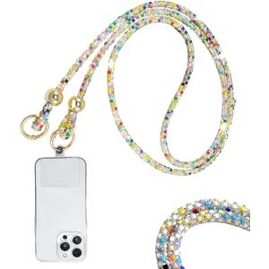 Bling Shing Crystal Phone Lanyard Rhinestone Phone Chain Lightweight Anti-Lost Phone Tethers Fashion Accessory (Colorful)