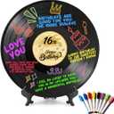 Funny Vinyl Record Guest Book Sweet 16 Party Decorations 16th birthday decorations for girls Sweet Sixteen Party Decor 16th Birthday Gifts 16th Birthday Guest Book Alternative Music Themed Party Decor Gifts