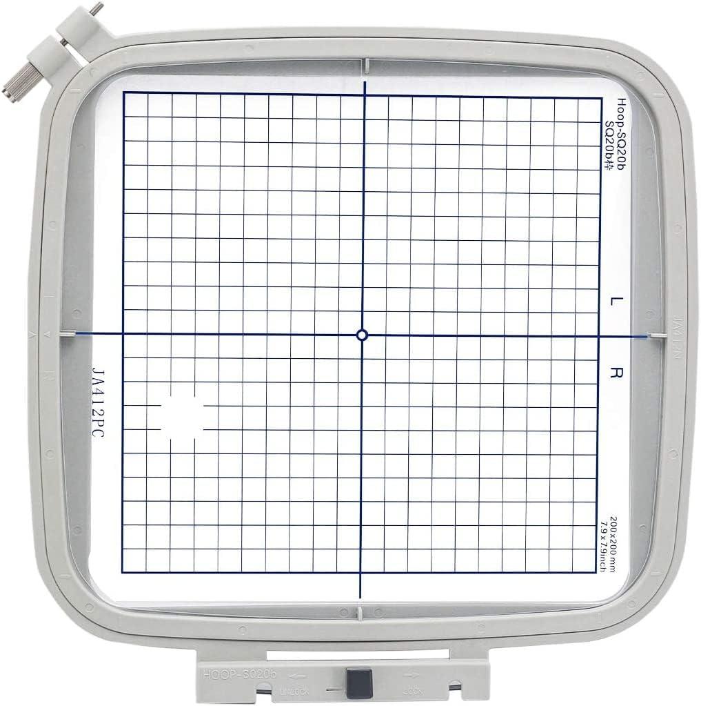 Embroidex SQ20B Embroidery Hoop for Janome Memory Craft MC 500E 400E 550E Elna Expressive #864412001 7.9" x 7.9" (200mmx200mm)