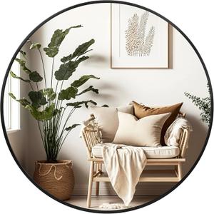 Fabuday Black Circle Mirror for Wall 20 inch - Round Mirrors for Bathroom, Entryway, Living Room, Hallway, Bedroom Decor, Small Matte Framed