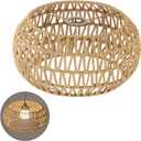 Rattan Lamp Shade, Retro Farmhouse Wicker Lampshade Replacement, 12.6" D×6.7" H Large Round Woven Lamp Shade for Floor Light, Pendant Light, Chandelier, Drum Shade