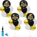 Graduation Decorations - 4 Set Balloon Stands, Class of 2026 Congrats Grad Table Centerpieces for Graduation Party Supplies(Gold& Black)
