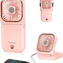 FADACHY Portable Handheld Fan Outdoor Power Bank Mini Fan 3000mAh USB Phone Holder, Handheld Pink Lovely Rechargeable