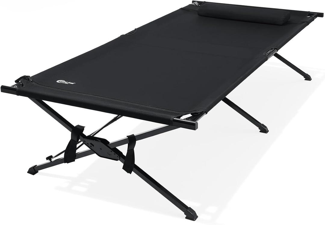 Portal 42" Extra Wide Camping Cots for Adults, 600 LBs Heavy Duty Large Folding Cot with Pillow, Portable Sleeping Cot for Camping, Guest Bed, 84.3" L x 42" W x 19.7" H