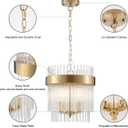 Dijiahua 3-Light Gold Pendant Lights Kitchen Island, 2-Tiers Crystal Pendant Light Fixtures Over Table, 12.6''Dia Brass Dining Room Glam Chandelier,Modern Adjustable Cord Hanging Lamp for Bedroom