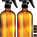 Empty Amber Glass Spray Bottles - 2 Pack - Large 16oz Refillable Bottle is Great for Essential Oils, Plants, Cleaning Solutions, Hair Mister - Durable Nozzle w/Fine Mist and Stream Setting