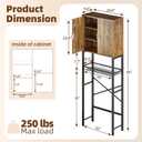 Kalrin Over The Toilet Storage Cabinet with Fluted Wave Doors and Adjustable Shelf, Wood Over Toilet Storage Rack with Drain Basket, Freestanding Bathroom Organizer for Balcony Laundry, Vintage Brown