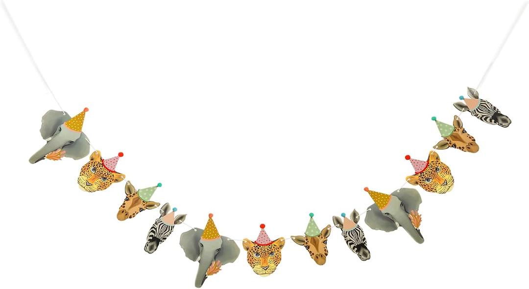 Jungle Safari Animals Party Decorations, Wild Animal Birthday Party Banner, Zoo Birthday Party Decorations, Animal Theme 1st Birthday Party Bunting Garland, Wild One Baby Shower Supplies, Woodland Animal Theme Decorations
