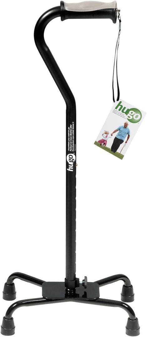 Hugo Mobility 731-840 Adjustable Quad Walking Cane, Ebony