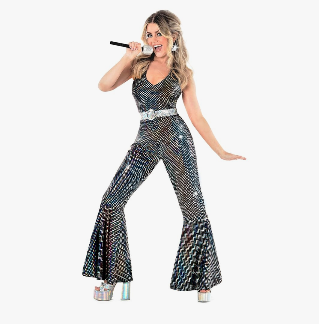 Morph Disco Costume Women - 70s Retro Jumpsuit Costume For Parties & Halloween - 70s Disco Outfits For Women, S