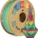 OVERTURE Matte PLA 3D Printer Filament 1.75mm, Matt Surface & Low Warping Filament 1kg Spool (2.2 lbs), Accuracy +/- 0.02 mm, Fit Most FDM Printers (Matte Rainbow)