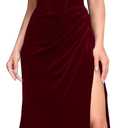 Velvet Long Prom Dresses with Slit 2026 Off Shoulder Mermaid Bridesmaid Dress for Women Wedding Guest Gown, Size 8