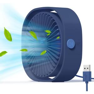 Simpeak Small USB Fan Small Quiet Portable USB Powered ONLY (No Battery), Cooling 3 Speed Setting 360 Adjustable Swivel Desktop Personal Fan for Home Office Bedroom Outdoor Travel Summer, Blue