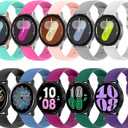 10 Pack Bands Compatible with Samsung Galaxy Watch 7/6/5/4 40mm 44mm/ Watch 4 6 Classic/Watch 5 Pro, Active 2 Band, 20mm Soft Silicone Sport Strap Wristbands for Women Men (Small)