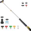 Jet Nozzle High Pressure Hose Nozzle, Extendable Power Washer Wand with 5 Spray Nozzles and 1High Pressure Dual Nozzle Washer Tools for Garden Hose, floor, Patio and Car Washing (black)