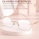LUFF Rimless Reading Glasses for Women | Blue Light Computer Readers | Lightweight 16g Metal Frame | Eye Strain Relief