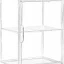 Acrylic Display Case for Collectibles, Clear Storage Bin with 3 Adjustable Layers and 1 Removable Divider, Stackable Clear Storage Box with Magnetic Door for Figures, Home or Office,Large