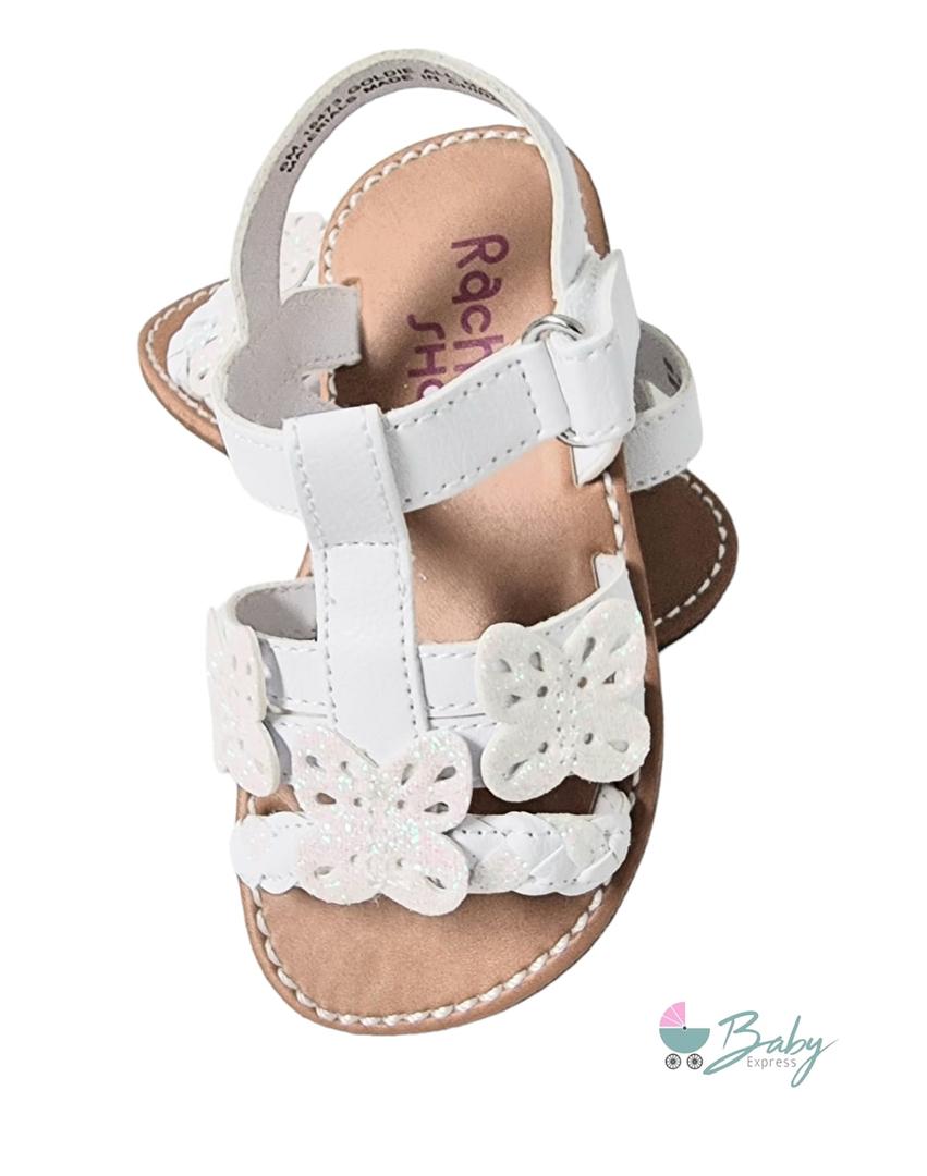 RACHEL GIRLS SANDALS, WHITE PEARL – BUTTERFLY, Size 6M