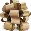 Christmas Tree Topper Bow - Bow: 11" sq. - Tails: 3 Yards Long Each - Velvet Glitter Champange