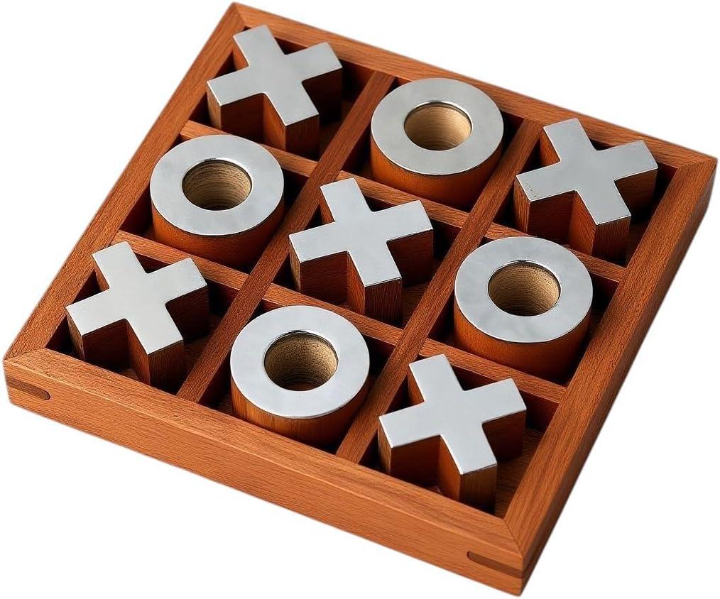 T one wooden Tic Tac Toe Game | board games for adults | Table Top Living Room Decor Fun family Games | board games for family night | board games for kids (Design-1)