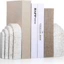Heavy Duty Book Ends for Shelves, Decorative Book Stopper for Shelves, Resin Decor Bookends for Heavy Books, Modern Pleasing Layered Arch Design Aesthetic Bookend for Bookshelf, Home, Office