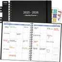 3 x Monthly Planner 2025-2026 (7.4'' x 9.6''), Jul 2025-Dec 2026, 18 Months Calendar Academic Planner, Agenda with Bookmark & Pocket, Perfect for School & Work, 120GSM Paper, Black