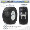 GICOOL 13x6.50-6 Tire and Wheel, 13x6.5-6" Flat-free Lawn Mower Tires, 3-6.5 Centered Hub, 3/4" or 5/8" Bearing, Universal Fit Garden Tractor Front Wheels, 4 Ply, V-Turf Pattern, 2 Pack