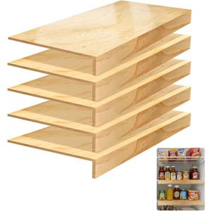 Wire Shelf Covers for Closet & Pantry | Solid Wood Shelf Covers 8mm Thick | Tool-Free Removable 24x12 Inch | Rustic Design for Kitchen & Home (5 Pack)