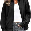 PRETTYGARDEN Faux Suede Bomber Jacket Women Fall Fashion 2026 Casual Zip Up Oversized Trendy Winter Clothing Outerwear Coats Large