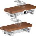 Hangers Wooden Pants Hangers - 20-Pack Swivel Hook Cloth Hanger Set - Lotus Wood Skirt, Pant, Shorts and Slack Hangers with Adjustable Clip (Walnut - Chrome Hook, 20)