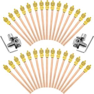 Gohantee Access Service Valve, 30Pcs 1/4" SAE x 1/4" OD x 4" Stem Core AC Refrigeration Copper Filling HVAC Schrader Valve with 2 Pcs BPV31 Bullet Piercing Valves for HVAC Refrigerant System