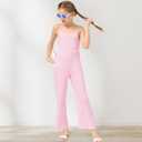 B&GCozy Girls Casual Loose Sleeveless Stretchy Wide Leg Pants, Jumpsuit Rompers for Girls (14-15 Years, Pink)