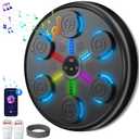 Music Boxing Machine for Adults & Kids - Wall Mounted Punching Machine with LED & Bluetooth, Smart Boxing Trainer for Home Gym, Reflex Speed Training & Stress Relief (Black - Gloves & Sweatband)