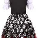 Cuteshower Girls Pirate Costume for Kids Halloween Dress Up Pirate Pretend Cosplay M