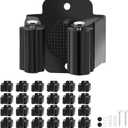 Broom Holder Wall Mount, 24PCS Broom Hanger Wall Mount, Stainless Steel Heavy Duty Mop Holder Broom Mop Hanger Wall with Screws, Garden Outdoor Tool Organizer Rack Broom Hanger (Black)