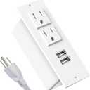 Furniture Recessed Power Strip, Power Outlets, Desk Outlet with USB, Authoritative Certification with 2 AC Plugs, 2 USB Ports Connect with 6.56ft Power Cord (White)