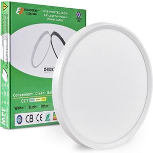 15.8 Inch LED Flush Mount Ceiling Light, 32W, 3480LM, 3000K/4000K/6000K CCT Selectable, Round Flat Panel Light Fits for Hallway, Kitchen, Bedroom, Laundry Room (White)