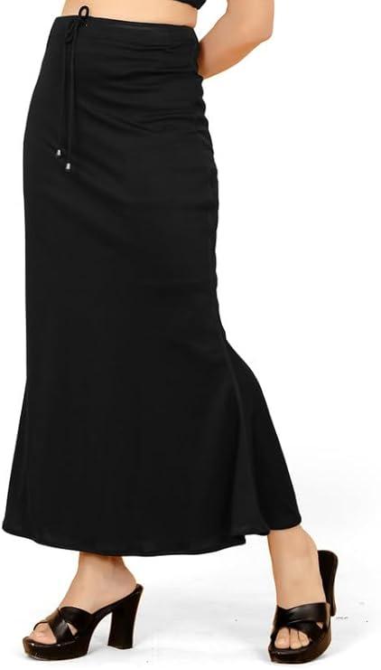 Lycra Cotton Blended Saree Shapewear for Women, Fishcut Fit Shapewear Petticoat for Women Saree (Large, Black)