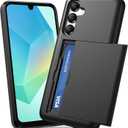 TOPAUX for Samsung A16 5G Wallet Case Galaxy A17 5G Wallet Case 2 Credit Card Holder Slide Cover Back Pocket ID Slot Raised Bezel Dual Layer Rugged Bumper Anti-Scratch Protective Hard Shell Black