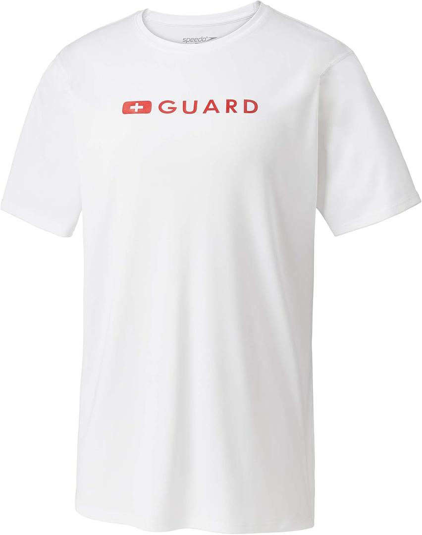 Speedo Boys Guard Uv Swim Shirt Short Sleeve Rashguard (White, XL)
