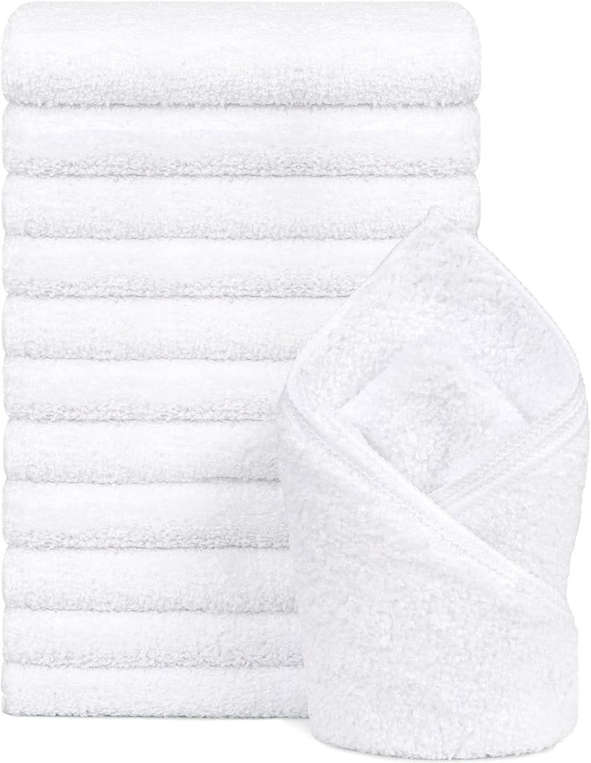 Orighty 12-Pack White Hand Towels - Quick Drying & Absorbent Microfiber Gym Towels 16x28 inches - Lightweight & Thin White Yoga Towels - Multi-Purpose Camping Towels for SPA, Hotel & Bathroom