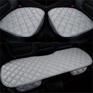 Plush Car Seat Covers Full Set for Sedan, SUV, Truck - Universal Soft Fuzzy Front and Rear Seat Cushion Protectors | Non-Slip, Warm, Machine Washable (Gray, 3-Piece)
