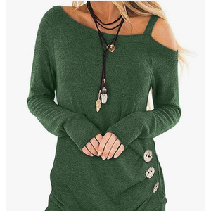 Women's Cold Shoulder Tops: Long Sleeve Casual Shirts Twist Knot Top Tunic Blouse Tshirt  XL