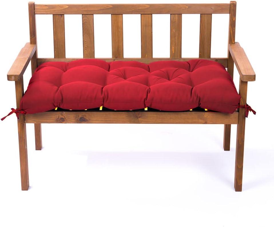 Indoor Outdoor Bench Cushion, Waterproof Swing Cushion Seat Chair Replacement Pads Pillow for Lounger Garden Furniture Patio Metal Wooden (Red, 47x20IN)