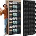 Windyun 40 Over the Door Shoe Organizer Large Breathable Mesh Pockets Hanging Shoe Rack for Closet Black Behind Door Hanger Storage Holder Nonslip Hooks for Women Men Entryway Bedroom Utility Room