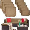9 Pack Patio Cushion Covers Set Outdoor Furniture Cushion and Pillow Cover Replacement Fit for 5 Pieces 4-Seater Wicker Rattan Patio Sectional Sofa Chair Couch Set,Taupe-Cover Only (Small)
