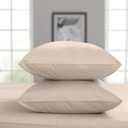 Threadmill Luxury Pillow Cases Queen | Standard Size Set of 2 | 1200 Thread Count 100% USA Supima Cotton | Soft Solid Sateen, Breathable Pillow Covers Fits Queen Pillows | Beige